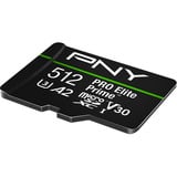 PNY Pro Elite Prime microSD 512 GB, Hukommelseskort Sort/Grøn