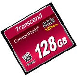Transcend 128GB 800x CF CompactFlash MLC, Hukommelseskort Sort, 128 GB, CompactFlash, MLC, 120 MB/s, 60 MB/s, Sort