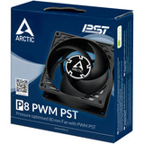 ARCTIC P8 PWM PST Computerkabinet Ventilator 8 cm Sort, Sag fan Sort, Ventilator, 8 cm, 200 rpm, 3000 rpm, 0,3 blæser, 40,3 m³/t