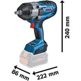 Bosch GDS 18V-1000 Professional 1750 rpm Sort, Blå, Schlagskruemaskine Blå/Sort, Slagnøgle, Pistolhåndtag, 1/2", Sort, Blå, 1750 rpm, 1200 rpm