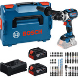 Bosch Tool set GSR 18V-110 C with 2x GBA 5.0Ah batteries, GAL 12V/18V-80 charger, and bit set (0 615 A50 0E3), Værktøjssæt boxed