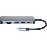 D-Link DUB-2325 dockingstation USB Type-C Grå, Docking station Sølv, USB Type-C, Grå, MicroSD (TransFlash), SD, SDHC, SDXC, USB 3.2 Gen 1 (3.1 Gen 1) Type-A, USB 3.2 Gen 1 (3.1 Gen 1) Type-C, Strøm, USB