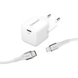 Intenso Power Adapter W30C GaN + C315L Lightning Kabel, Oplader Hvid