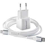 Intenso Power Adapter W30C GaN + C315L Lightning Kabel, Oplader Hvid