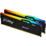 Kingston FURY FURY Beast 16 GB 5200 MT/s DDR5 CL40 DIMM (sæt med 2) RGB, Hukommelse Sort, 16 GB, 2 x 8 GB, DDR5, 288-pin DIMM