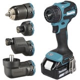 Makita Batteridrevet bore-/skruemaskine med udskifteligt hovedsystem DDF491RTJ, 18 Volt, Bore-/ skruemaskine Blå/Sort
