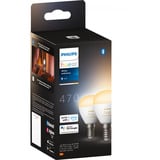 Philips Hue White Ambiance E14 Smart Pære Dråbeform Dobbeltpakke 470 lm, LED-lampe 