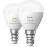 Philips Hue White Ambiance E14 Smart Pære Dråbeform Dobbeltpakke 470 lm, LED-lampe 