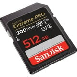 SanDisk Extreme PRO 512 GB SDXC Klasse 10, Hukommelseskort Sort, 512 GB, SDXC, Klasse 10, 200 MB/s, 140 MB/s, Class 3 (U3)