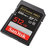 SanDisk Extreme PRO 512 GB SDXC Klasse 10, Hukommelseskort Sort, 512 GB, SDXC, Klasse 10, 200 MB/s, 140 MB/s, Class 3 (U3)