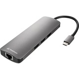 Sharkoon USB 3.0 Type C Combo Adapter interface-kort/adapter HDMI, RJ-45, USB 3.2 Gen 1 (3.1 Gen 1), Docking station mørk grå, USB Type-C, HDMI, RJ-45, USB 3.2 Gen 1 (3.1 Gen 1), Grå, 132 m, 5 Gbit/sek., 130 mm