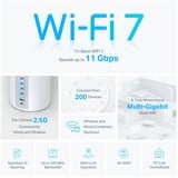 TP-Link BE9300 Tri-band (2,4 GHz/5 GHz/6 GHz) Wi-Fi 7 (802.11be) Hvid 4 Intern, Router Hvid, Hvid, Intern, Mesh-system, Tri-band (2,4 GHz/5 GHz/6 GHz), Wi-Fi 7 (802.11be), 9300 Mbit/s