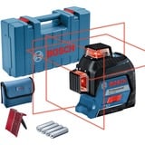 Bosch GLL 3-80 Professional Linjeniveau 30 m 630 - 650 nm (< 10 mW), Kryds- & linjelaser Blå/Sort, 30 m, 0,3 mm/m, 4°, 120 m, 630 nm, Horisontal/vertikal