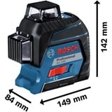 Bosch GLL 3-80 Professional Linjeniveau 30 m 630 - 650 nm (< 10 mW), Kryds- & linjelaser Blå/Sort, 30 m, 0,3 mm/m, 4°, 120 m, 630 nm, Horisontal/vertikal
