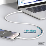 Digitus USB 2.0 silikone tilslutningskabel USB-A > USB-C Hvid