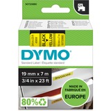 Dymo D1 - Standard - Sort på gul - 19mm x 7m, Tape Sort på gul, Polyester, Belgien, -18 - 90 °C, DYMO, LabelManager, LabelWriter 450 DUO