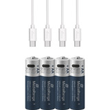 MediaRange USB-C Li-Ion batteri, Mignon AA I 1.5V | 1400 mAh, pakke med 4 