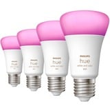 Philips Hue A60 - E27 pærer - 800 - 4-pak, LED-lampe Philips Hue White and Color ambiance A60 - E27 pærer - 800 - 4-pak, Smart pære, Bluetooth, Hvid, LED, E27, A60