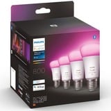 Philips Hue A60 - E27 pærer - 800 - 4-pak, LED-lampe Philips Hue White and Color ambiance A60 - E27 pærer - 800 - 4-pak, Smart pære, Bluetooth, Hvid, LED, E27, A60