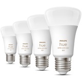 Philips Hue A60 - E27 pærer - 800lm - 4-pak, LED-lampe Philips Hue White and Color ambiance A60 - E27 pærer - 800lm - 4-pak, Smart pære, Hvid, Bluetooth/Zigbee, LED, E27, 2000 K