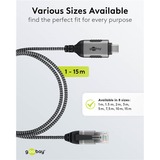 goobay Ethernet-adapterkabel USB-C 3.2 Gen2 > RJ-45, Slim Sort/grå