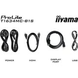 iiyama ProLite T1634MC-B1S computerskærm 39,6 cm (15.6") 1920 x 1080 pixel Fuld HD LED Berøringsskærm Sort, LED-skærm Sort (mat), 39,6 cm (15.6"), 1920 x 1080 pixel, Fuld HD, LED, 25 ms, Sort