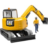 bruder Cat Mini Excavator with worker legetøjsbil, Model køretøj Gul/Sort, Gravemaskine model, Plast