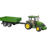 bruder John Deere 5115 M with tipping trailer legetøjsbil, Model køretøj Grøn/Gul, Traktor model, Plast, Sort, Grøn, Gul