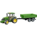 bruder John Deere 5115 M with tipping trailer legetøjsbil, Model køretøj Grøn/Gul, Traktor model, Plast, Sort, Grøn, Gul