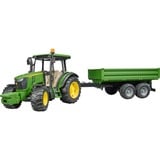 bruder John Deere 5115 M with tipping trailer legetøjsbil, Model køretøj Grøn/Gul, Traktor model, Plast, Sort, Grøn, Gul