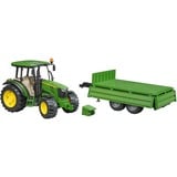 bruder John Deere 5115 M with tipping trailer legetøjsbil, Model køretøj Grøn/Gul, Traktor model, Plast, Sort, Grøn, Gul