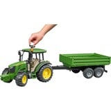 bruder John Deere 5115 M with tipping trailer legetøjsbil, Model køretøj Grøn/Gul, Traktor model, Plast, Sort, Grøn, Gul