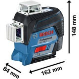 Bosch GLL 3-80 C Professional Linjeniveau 30 m 630 - 650 nm (< 10 mW), Kryds- & linjelaser Blå/Sort, 30 m, 0,2 mm/m, 4°, 120 m, 630 nm, Horisontal/vertikal