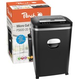 Peach PS600-20 papirmakulator Mikromakulering 55 dB Sort, Dokument shredder Sort/Sølv, Mikromakulering, 2 x 10 mm, 21 L, 250 ark, 55 dB, 70 ark