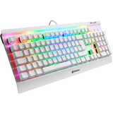 Sharkoon SKILLER SGK3 tastatur USB QWERTY Engelsk, Spansk Hvid, Gaming-tastatur Hvid, ES-layout, Kalih rød, Fuld størrelse (100 %), USB, Mekanisk, QWERTY, RGB LED, Hvid