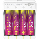 Ansmann Lithium-oplader Pure Power Set 4× Mignon AA genopladelige batterier og opladningsmodul Hvid/multi farvet