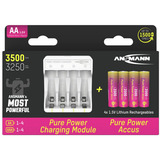 Ansmann Lithium-oplader Pure Power Set 4× Mignon AA genopladelige batterier og opladningsmodul Hvid/multi farvet
