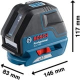 Bosch GLL 3-50P 0 - 50 m, Kryds- & linjelaser Blå/Sort, IP54, LR6 (AA), 1,5 V, 18 t, -10 - 40 °C, 83 x 146 x 117 mm