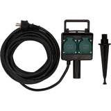 Brennenstuhl 1154450 stikkontakt Sort, Strømskinne Sort, Sort, IP44, 16 A