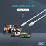Digitus USB 2.0 silikonekabel USB-A > Lightning, MFI-certificeret Hvid