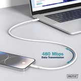 Digitus USB 2.0 silikonekabel USB-A > Lightning, MFI-certificeret Hvid