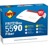 FRITZ! 5590 Fiber Trådløse Routere, Fiberoptisk router Box 5590 Fiber, Wi-Fi 6 (802.11ax), Dual-band (2,4 GHz / 5 GHz), Ethernet LAN, Hvid, Bordplade router