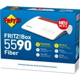FRITZ! 5590 Fiber Trådløse Routere, Fiberoptisk router Box 5590 Fiber, Wi-Fi 6 (802.11ax), Dual-band (2,4 GHz / 5 GHz), Ethernet LAN, Hvid, Bordplade router