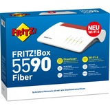 FRITZ! 5590 Fiber Trådløse Routere, Glasfaser-Router Box 5590 Fiber, Wi-Fi 6 (802.11ax), Dual-band (2,4 GHz / 5 GHz), Ethernet LAN, Hvid, Bordplade router