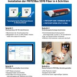 FRITZ! 5590 Fiber Trådløse Routere, Glasfaser-Router Box 5590 Fiber, Wi-Fi 6 (802.11ax), Dual-band (2,4 GHz / 5 GHz), Ethernet LAN, Hvid, Bordplade router