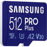 SAMSUNG PRO Plus microSD-hukommelseskort 512GB (2021) Blå, 512 GB, MicroSDXC, Klasse 10, UHS-I, 160 MB/s, 120 MB/s