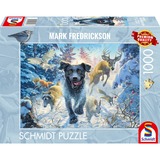 Schmidt Spiele Mark Fredrickson: Hundekærlighed - sort Labrador i sneen, Puslespil 