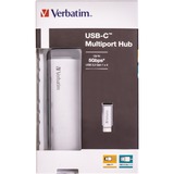 Verbatim USB-C Multiport Hub USB 3.2 Gen 1 (3.1 Gen 1) Type-C 5000 Mbit/s Grå, USB hub Sølv, USB 3.2 Gen 1 (3.1 Gen 1) Type-C, USB 3.2 Gen 1 (3.1 Gen 1) Type-A, 5000 Mbit/s, Grå, Aluminium, Plast, 0,15 m