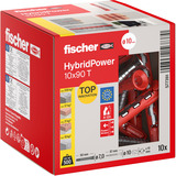 fischer Langskaftet rawlplug HybridPower 10x90 T, Dyvel Rød/grå