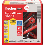fischer Langskaftet rawlplug HybridPower 10x90 T, Dyvel Rød/grå